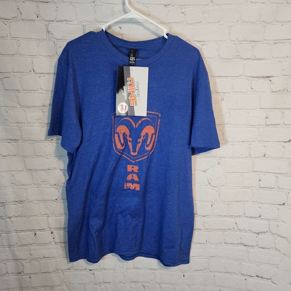 Men's Blue Graphic T-Shirt with Orange Ram Truck Logo